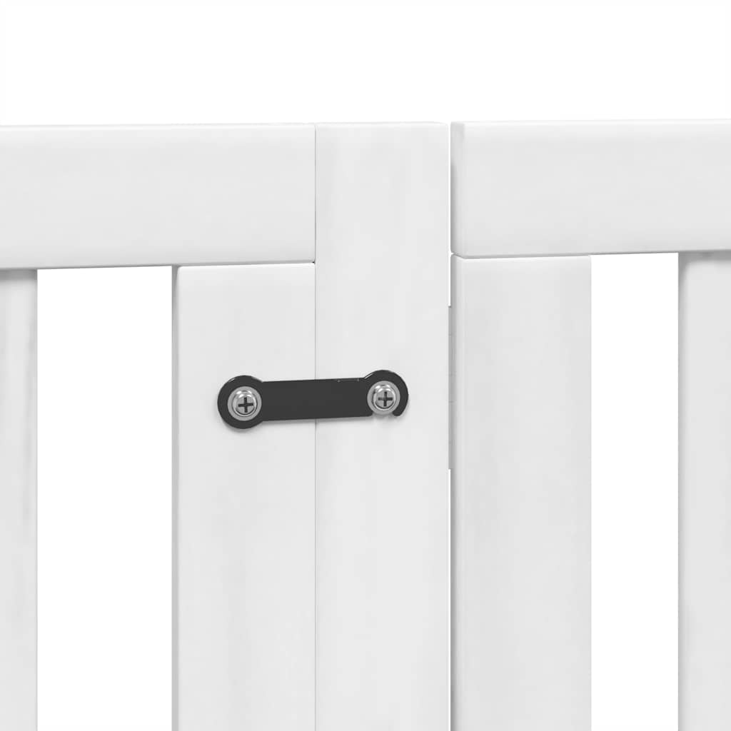 Dog Gate with Door Foldable 12 Panels White 600 cm Poplar Wood