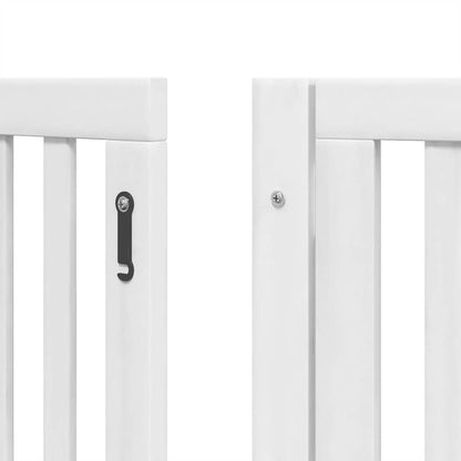 Dog Gate with Door Foldable 12 Panels White 600 cm Poplar Wood