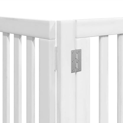 Dog Gate with Door Foldable 12 Panels White 600 cm Poplar Wood
