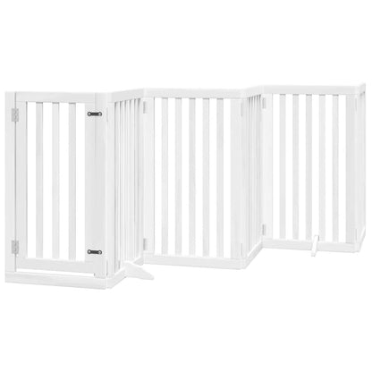 Dog Gate with Door Foldable 12 Panels White 600 cm Poplar Wood
