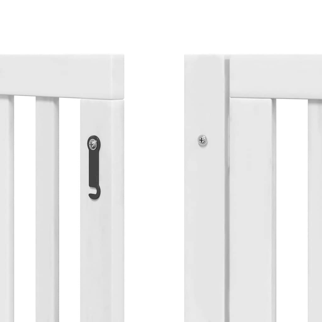 Dog Gate with Door Foldable 12 Panels White 600 cm Poplar Wood
