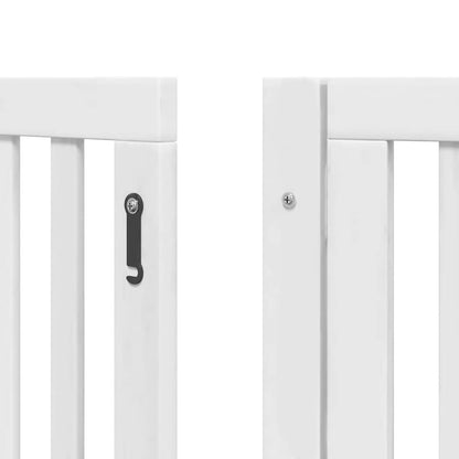 Dog Gate with Door Foldable 12 Panels White 600 cm Poplar Wood