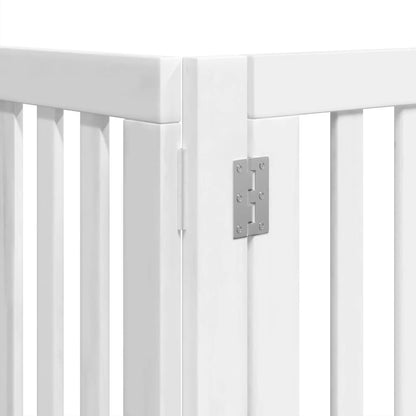 Dog Gate with Door Foldable 12 Panels White 600 cm Poplar Wood