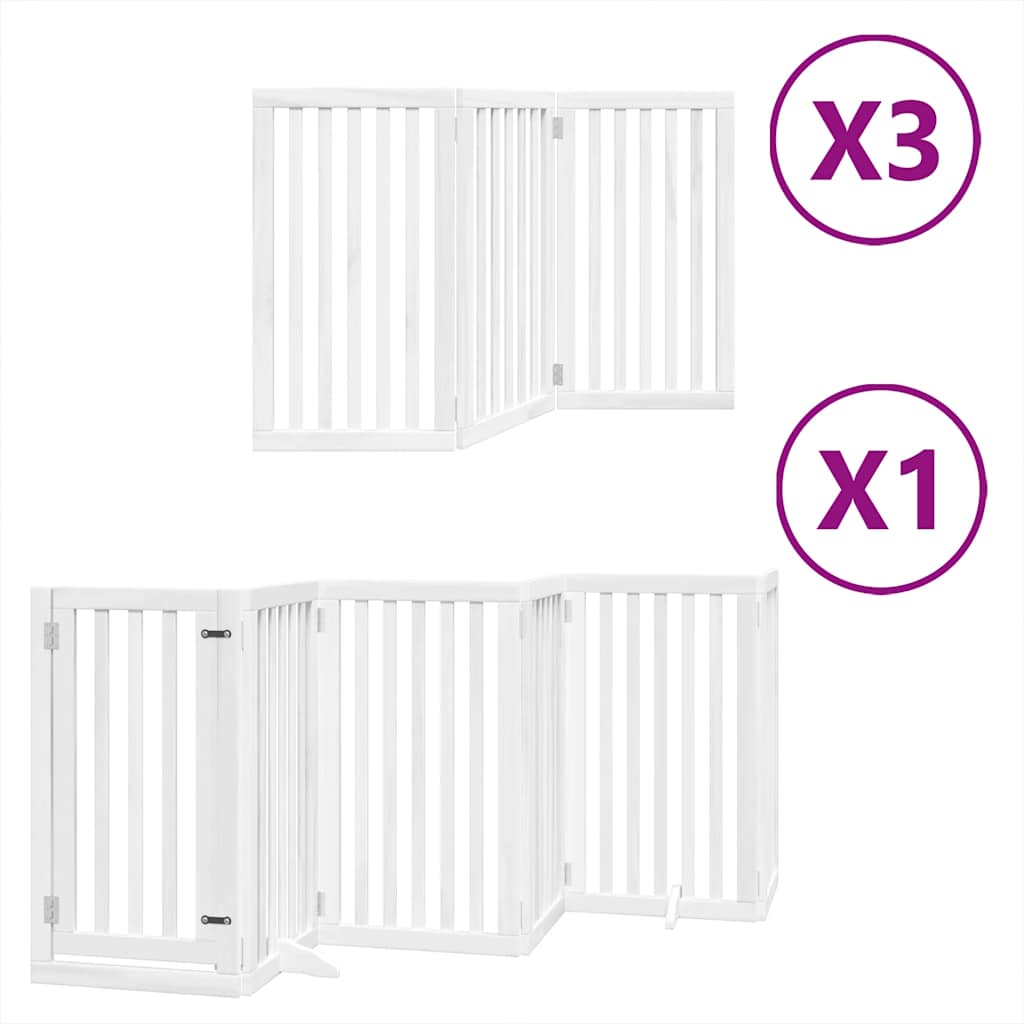 Dog Gate with Door Foldable 15 Panels White 750 cm Poplar Wood