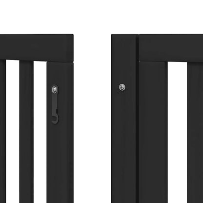 Dog Gate with Door Foldable 9 Panels Black 450 cm Poplar Wood