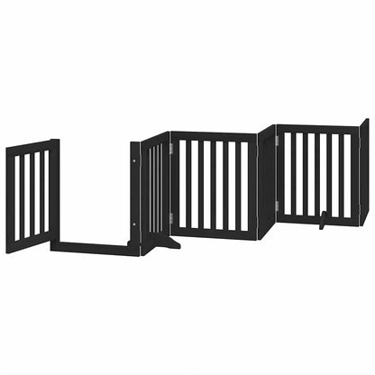 Dog Gate with Door Foldable 12 Panels Black 600 cm Poplar Wood