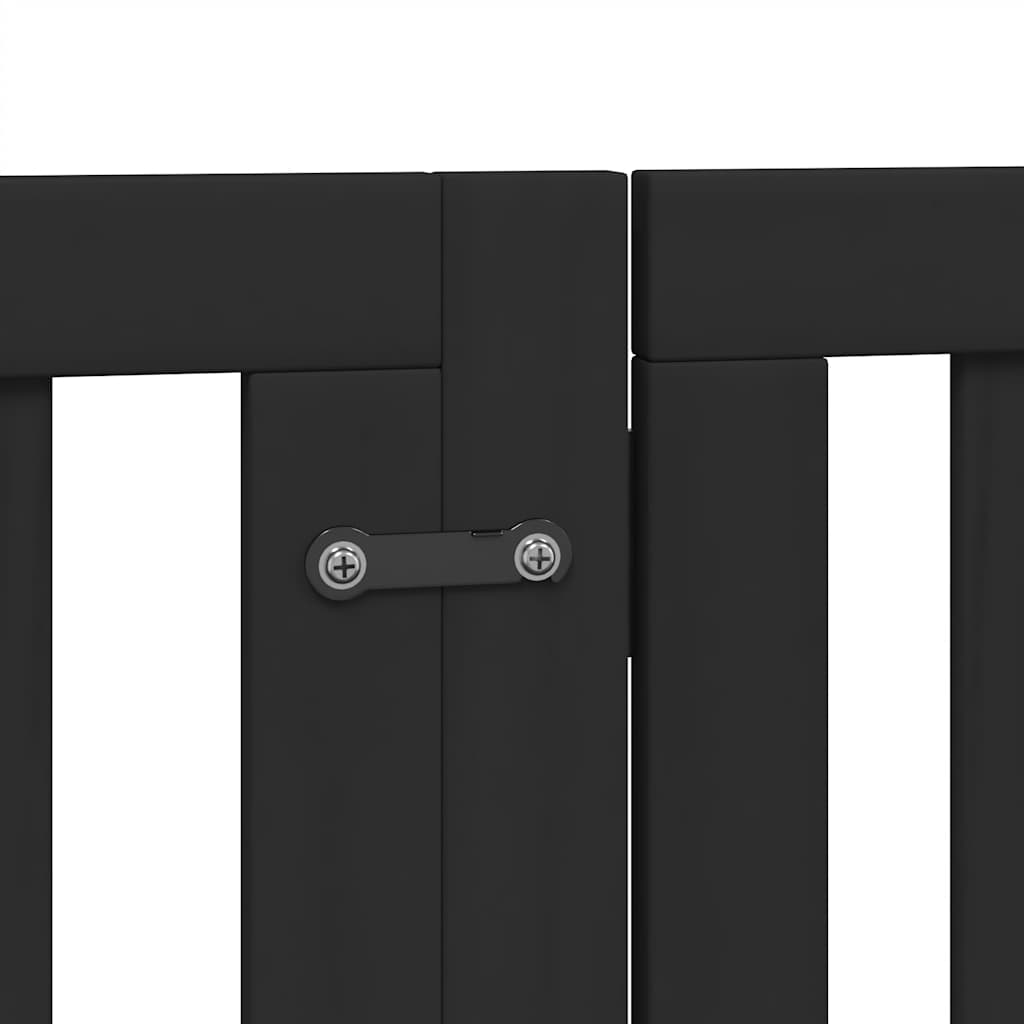 Dog Gate with Door Foldable 12 Panels Black 600 cm Poplar Wood