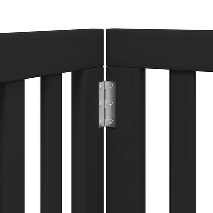 Dog Gate with Door Foldable 12 Panels Black 600 cm Poplar Wood