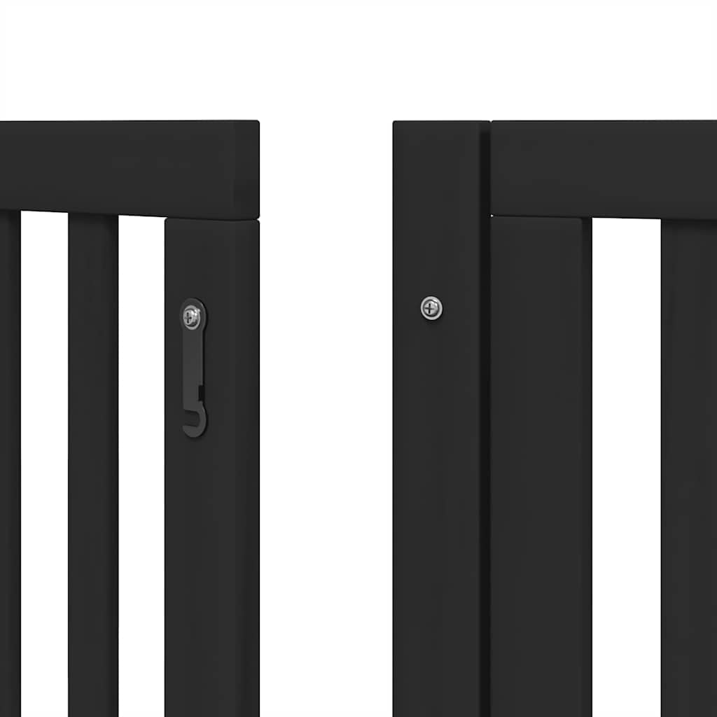 Dog Gate with Door Foldable 12 Panels Black 600 cm Poplar Wood