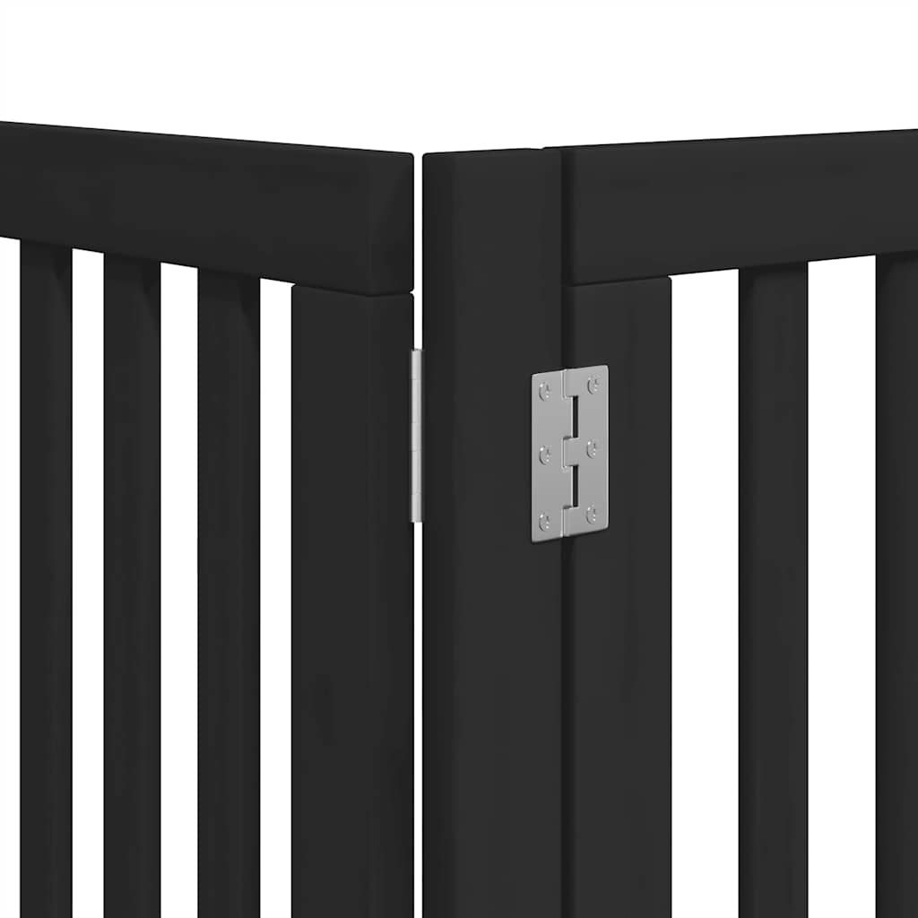 Dog Gate with Door Foldable 12 Panels Black 600 cm Poplar Wood