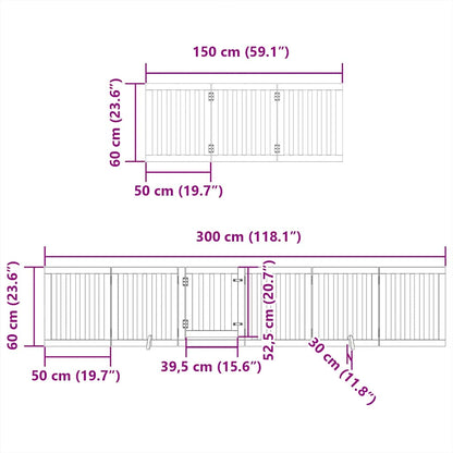 Dog Gate with Door Foldable 15 Panels Black 750 cm Poplar Wood