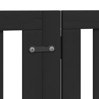Dog Gate with Door Foldable 9 Panels Black 450 cm Poplar Wood