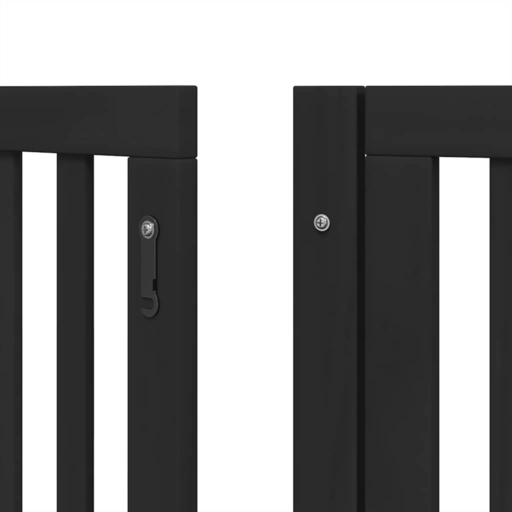 Dog Gate with Door Foldable 9 Panels Black 450 cm Poplar Wood