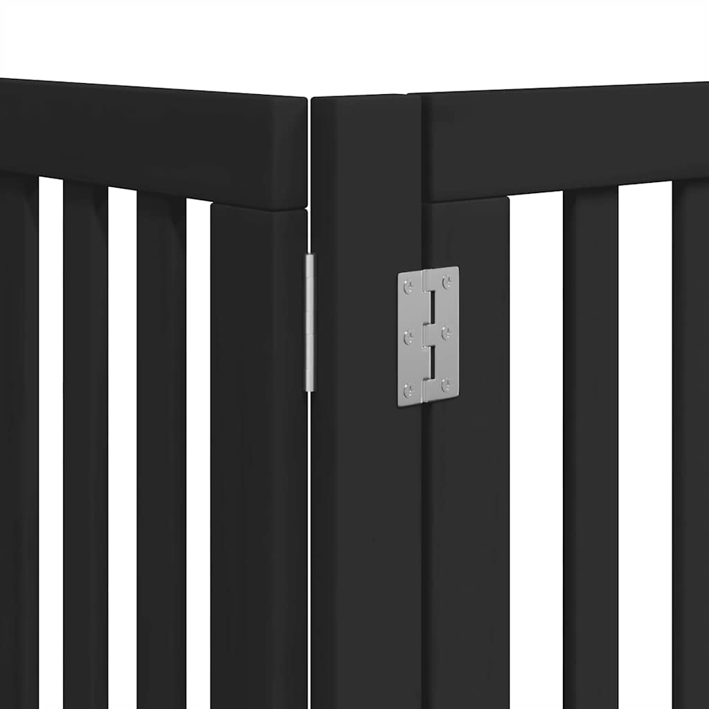 Dog Gate with Door Foldable 9 Panels Black 450 cm Poplar Wood