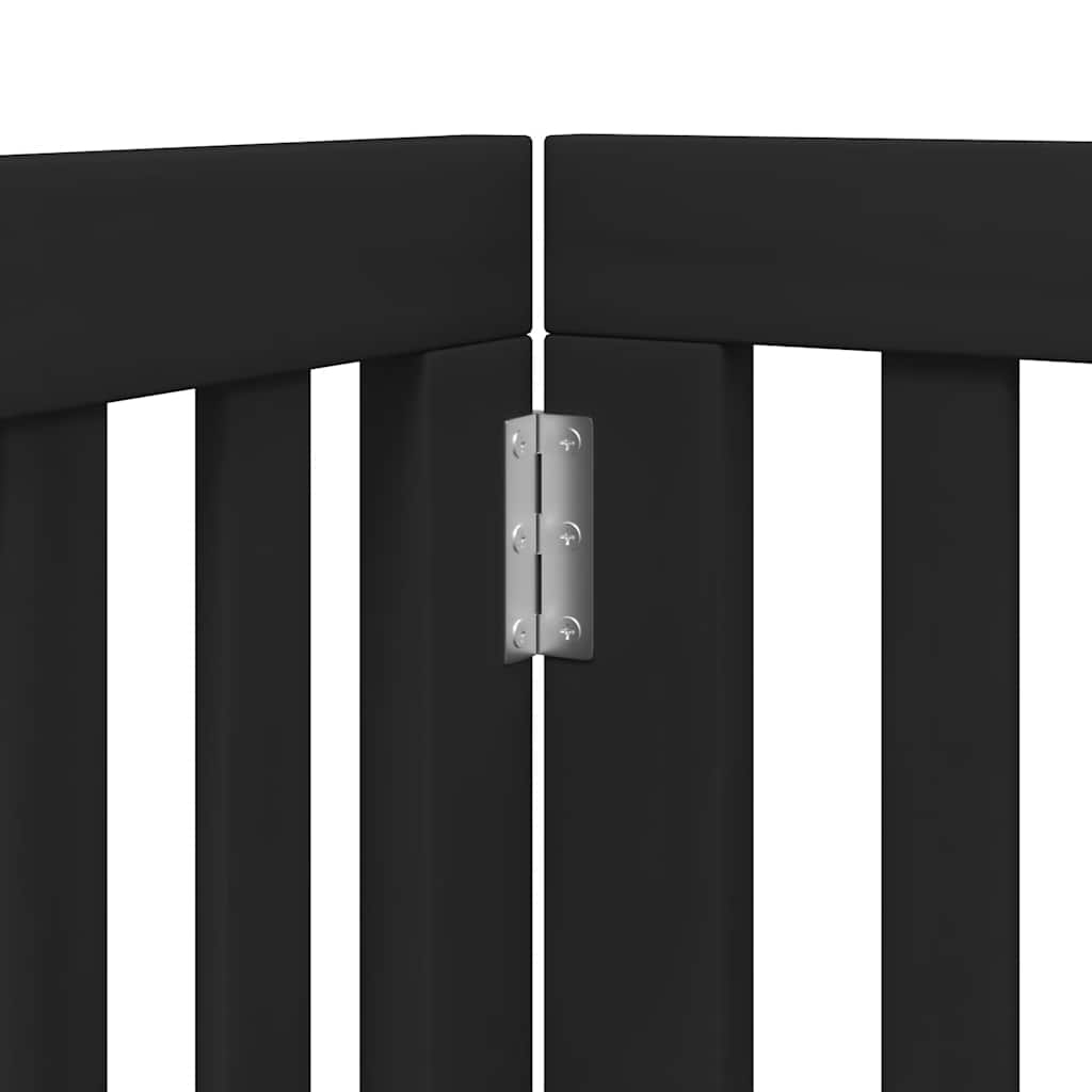 Dog Gate with Door Foldable 12 Panels Black 600 cm Poplar Wood