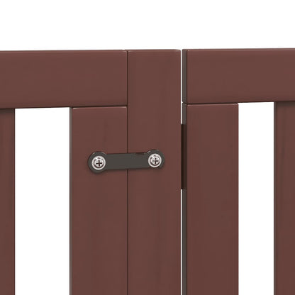 Dog Gate with Door Foldable 9 Panels Brown 450 cm Poplar Wood