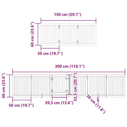 Dog Gate with Door Foldable 12 Panels Brown 600 cm Poplar Wood