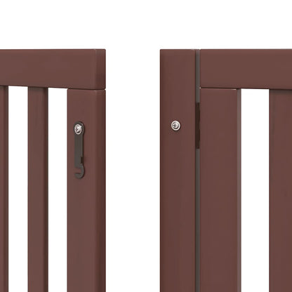 Dog Gate with Door Foldable 15 Panels Brown 750 cm Poplar Wood