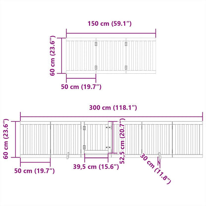 Dog Gate with Door Foldable 15 Panels Brown 750 cm Poplar Wood