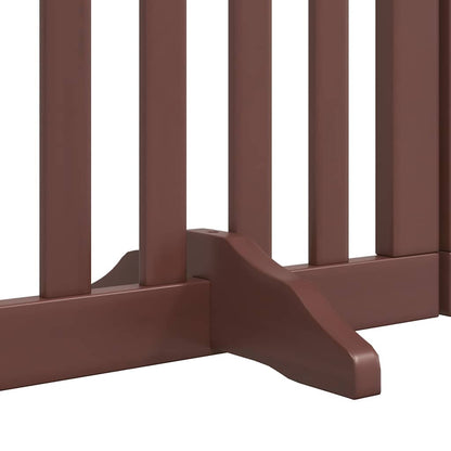 Dog Gate with Door Foldable 9 Panels Brown 450 cm Poplar Wood