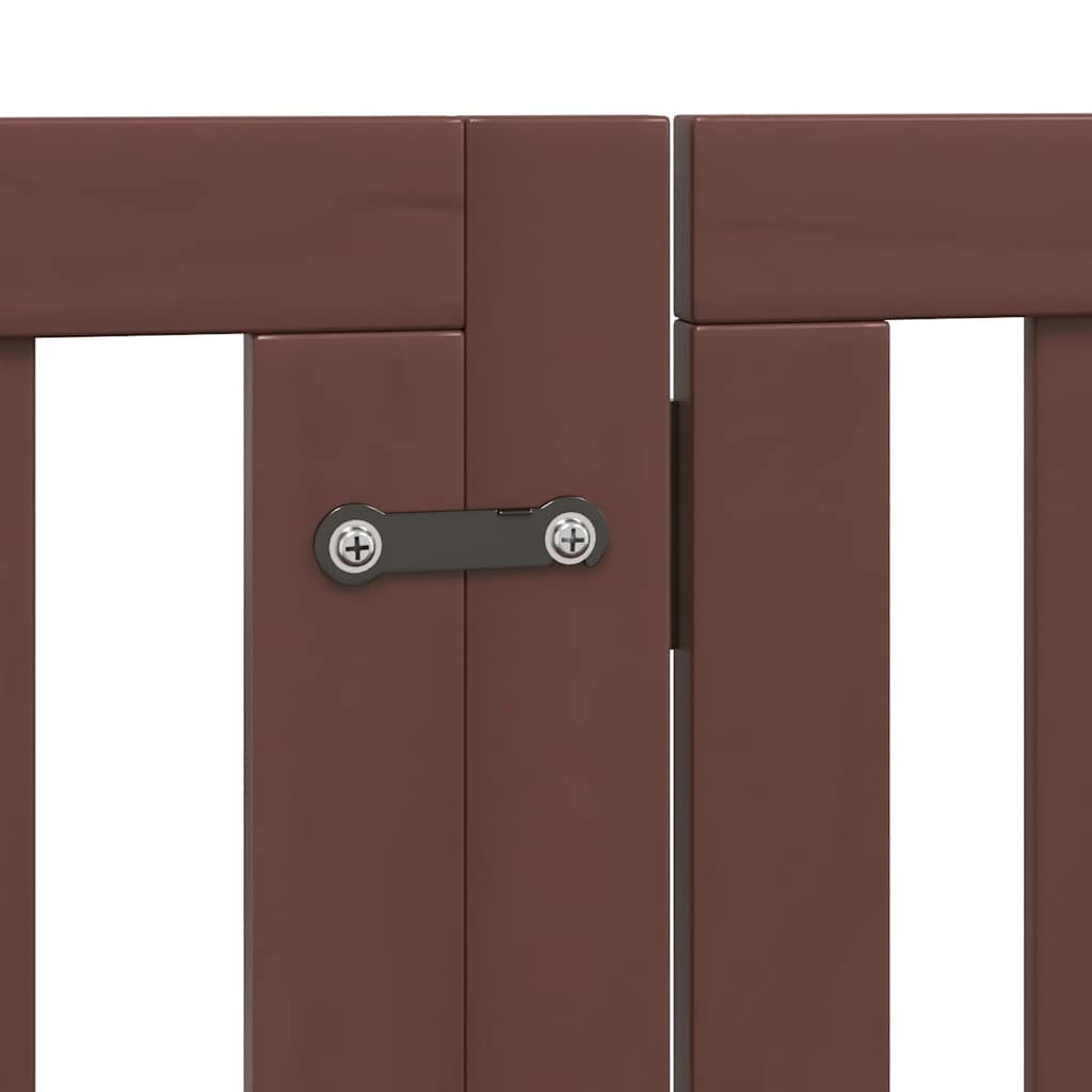 Dog Gate with Door Foldable 9 Panels Brown 450 cm Poplar Wood