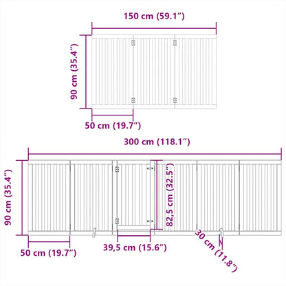 Dog Gate with Door Foldable 12 Panels Brown 600 cm Poplar Wood