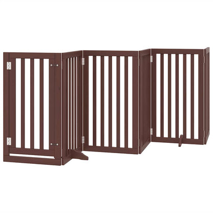 Dog Gate with Door Foldable 15 Panels Brown 750 cm Poplar Wood