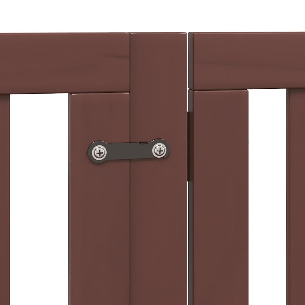 Dog Gate with Door Foldable 15 Panels Brown 750 cm Poplar Wood