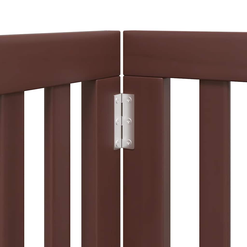 Dog Gate with Door Foldable 15 Panels Brown 750 cm Poplar Wood