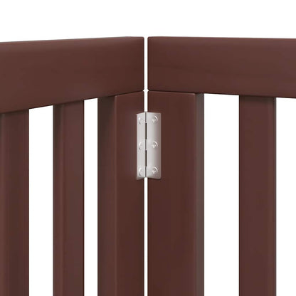 Dog Gate with Door Foldable 15 Panels Brown 750 cm Poplar Wood