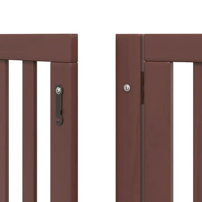Dog Gate with Door Foldable 15 Panels Brown 750 cm Poplar Wood