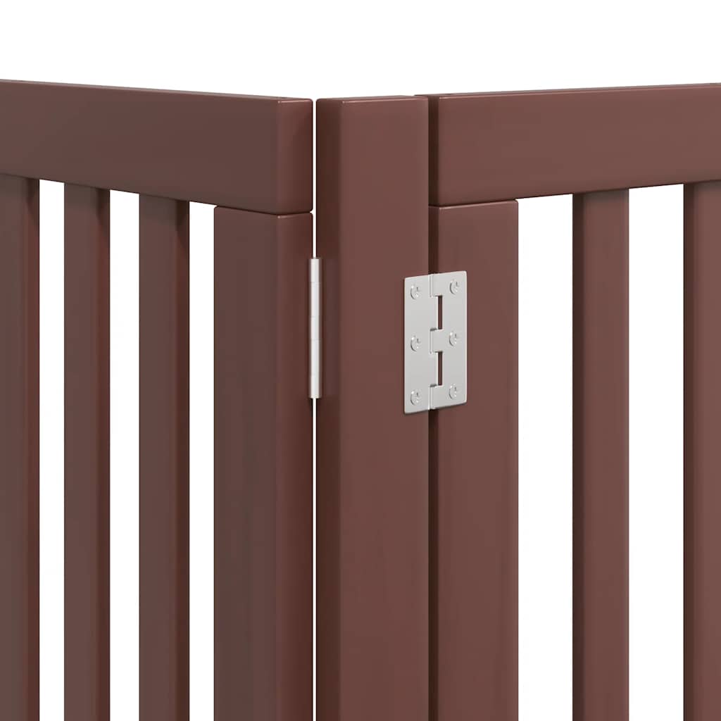 Dog Gate with Door Foldable 15 Panels Brown 750 cm Poplar Wood