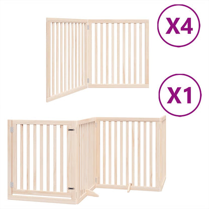 Dog Gate with Door Foldable 12 Panels 960 cm Poplar Wood