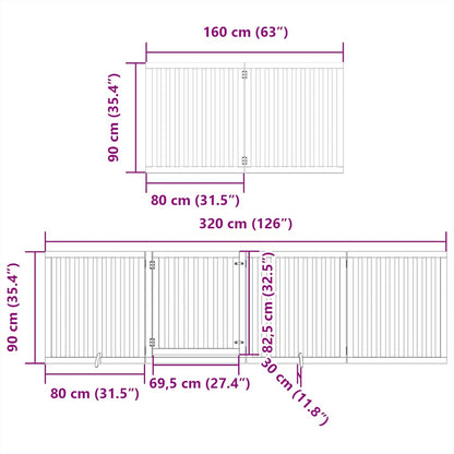 Dog Gate with Door Foldable 12 Panels 960 cm Poplar Wood