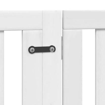 Dog Gate with Door Foldable 6 Panels White 480 cm Poplar Wood