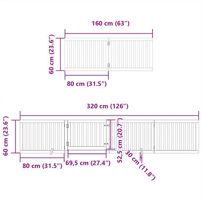 Dog Gate with Door Foldable 6 Panels White 480 cm Poplar Wood