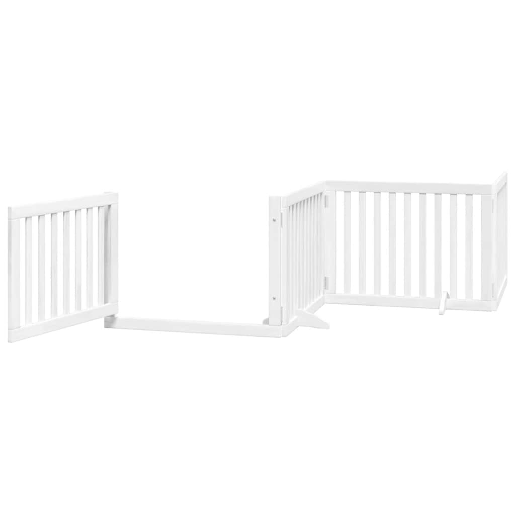 Dog Gate with Door Foldable 8 Panels White 640 cm Poplar Wood