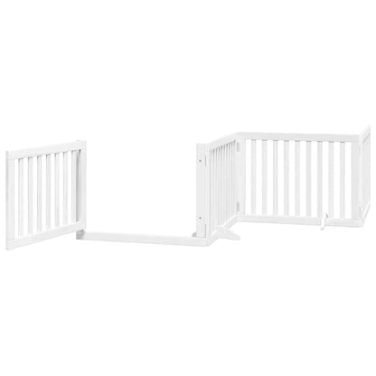 Dog Gate with Door Foldable 8 Panels White 640 cm Poplar Wood