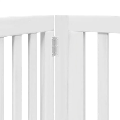 Dog Gate with Door Foldable 8 Panels White 640 cm Poplar Wood