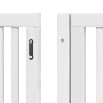 Dog Gate with Door Foldable 8 Panels White 640 cm Poplar Wood