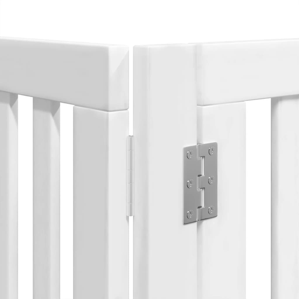 Dog Gate with Door Foldable 8 Panels White 640 cm Poplar Wood