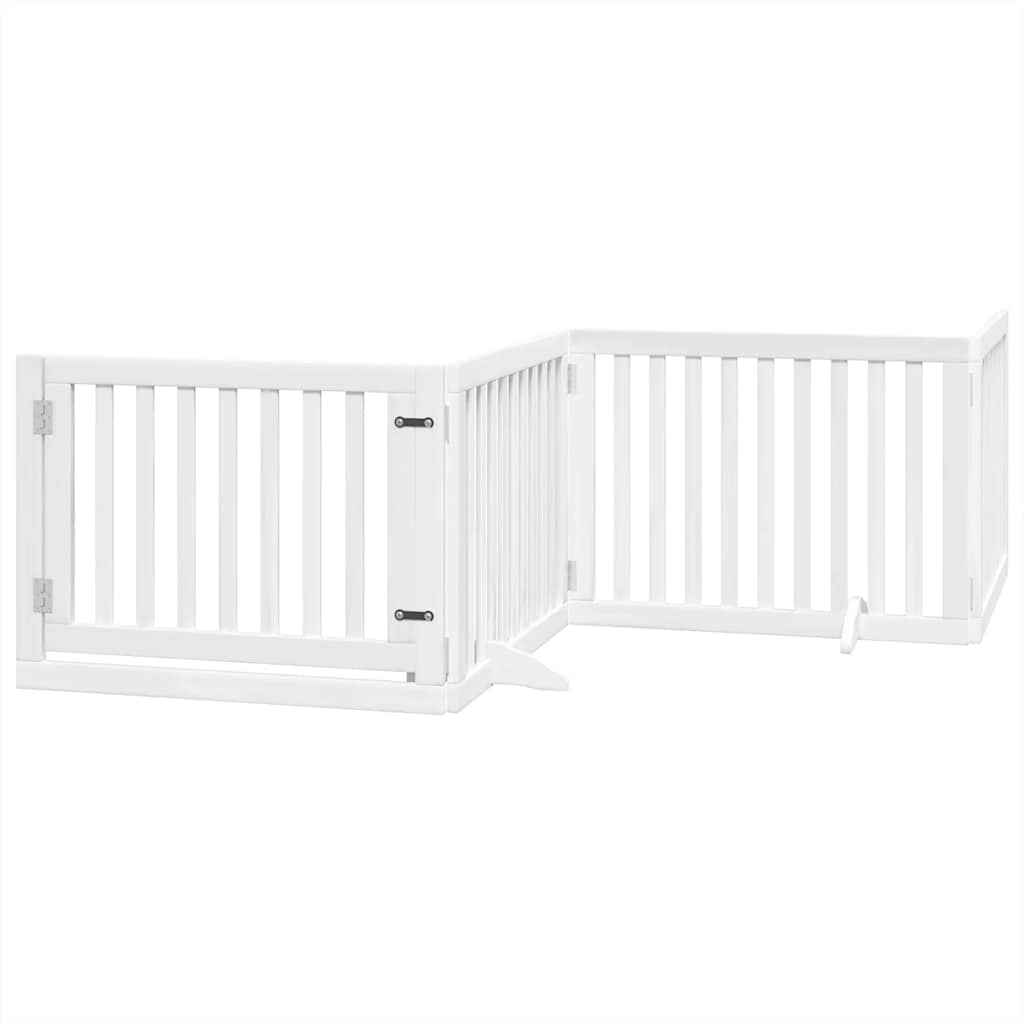 Dog Gate with Door Foldable 10 Panels White 800 cm Poplar Wood