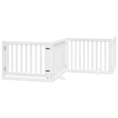 Dog Gate with Door Foldable 12 Panels White 960 cm Poplar Wood