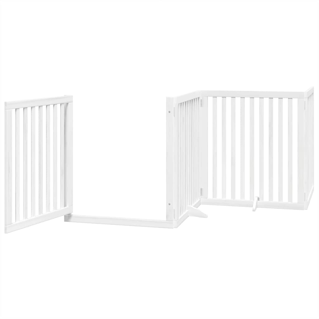 Dog Gate with Door Foldable 6 Panels White 480 cm Poplar Wood