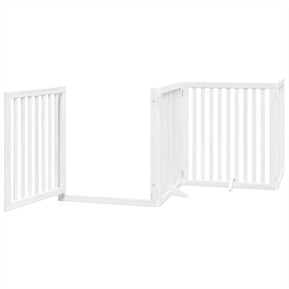 Dog Gate with Door Foldable 6 Panels White 480 cm Poplar Wood