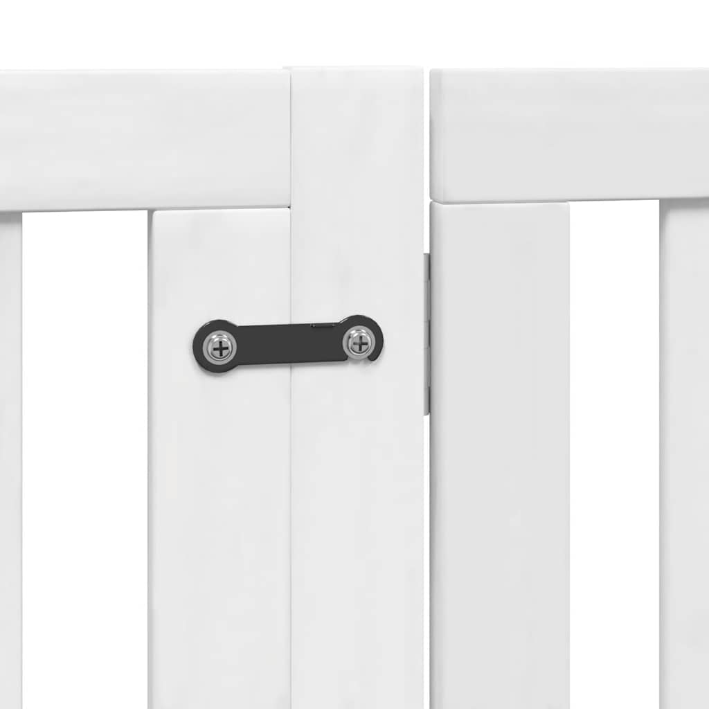 Dog Gate with Door Foldable 8 Panels White 640 cm Poplar Wood