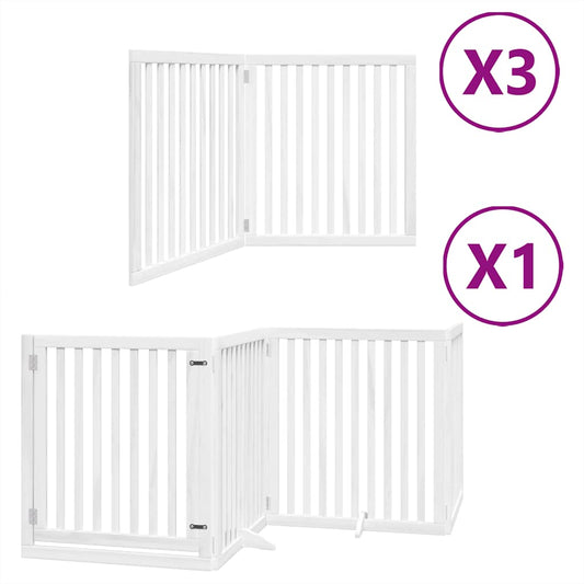 Dog Gate with Door Foldable 10 Panels White 800 cm Poplar Wood