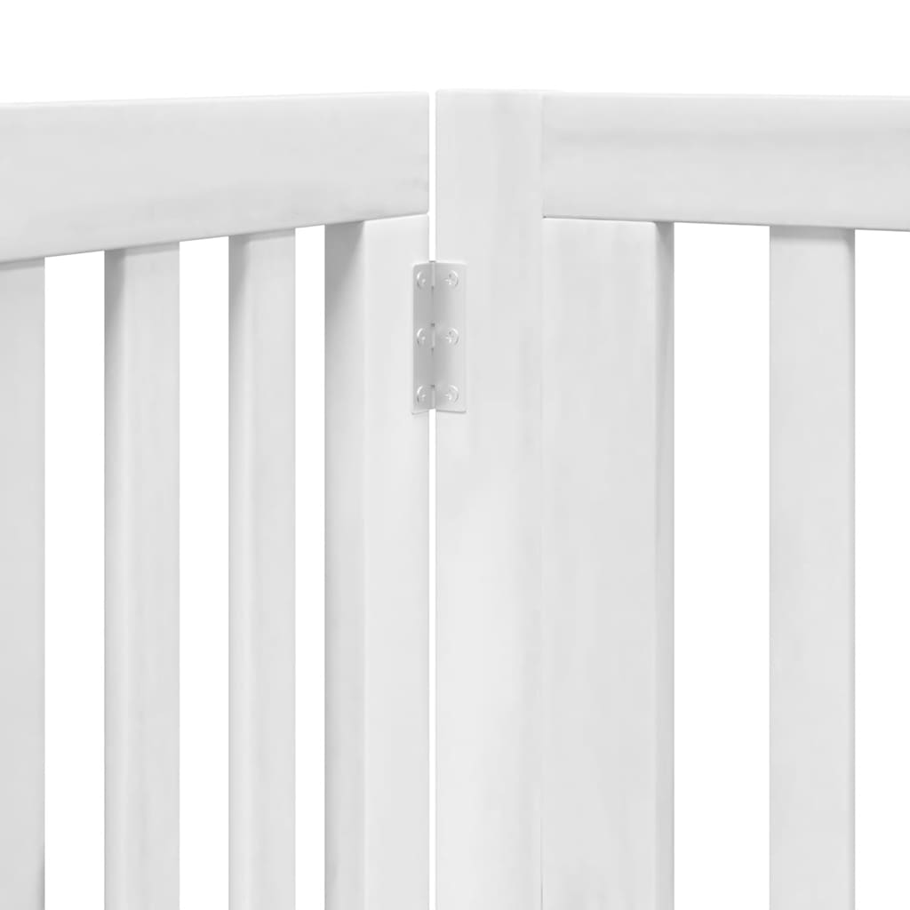 Dog Gate with Door Foldable 10 Panels White 800 cm Poplar Wood