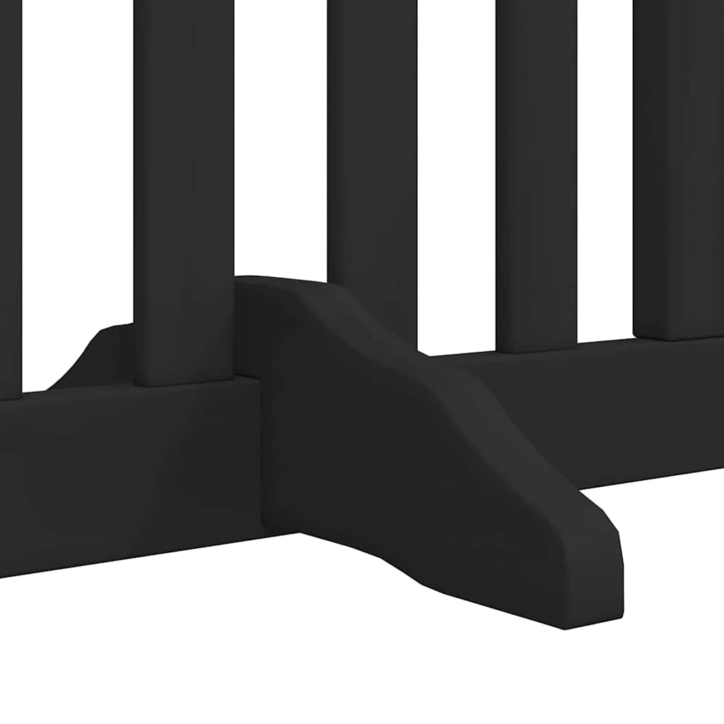 Dog Gate with Door Foldable 8 Panels Black 640 cm Poplar Wood