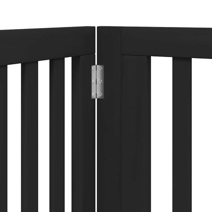 Dog Gate with Door Foldable 8 Panels Black 640 cm Poplar Wood